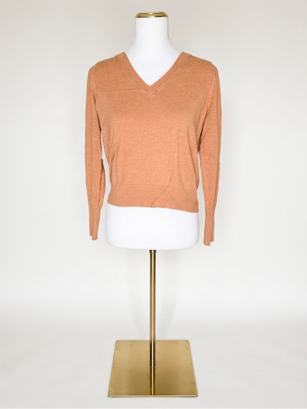 A New Day V-Neck Long Sleeve Knit Sweater Tan Camel Medium